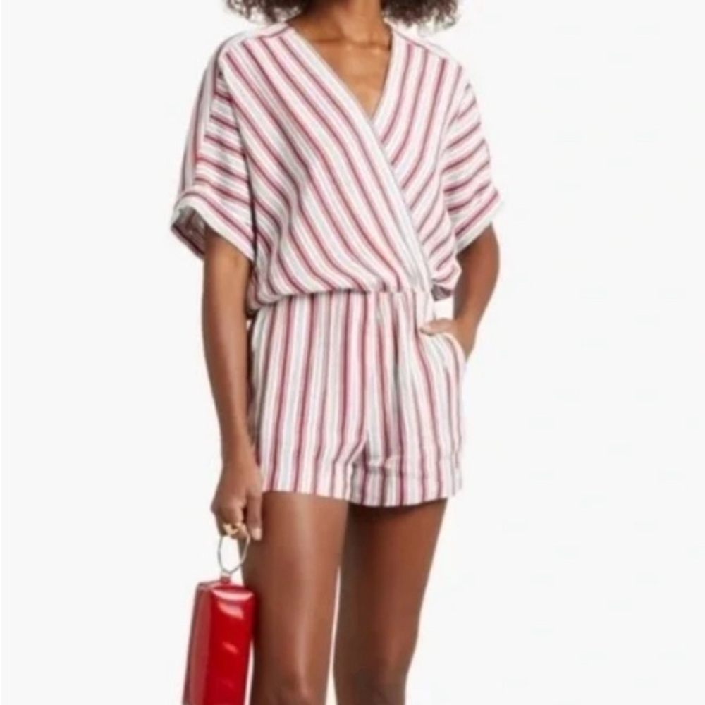 Maje Striped Red and White Jumpsuit / Romper
